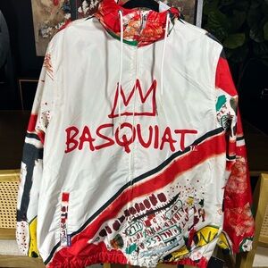 Members Only Red Basquit Graphic windbreaker Jacket size medium